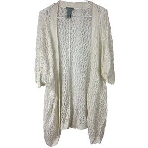 Catherine's Shrug Cardigan Women's Size 1X 18/20W White Open Front Knit Shawl